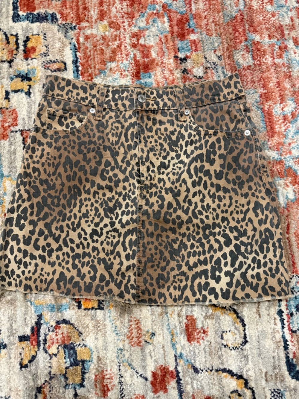 GAP Leopard Print Denim Mini Skirt - Brown & Black